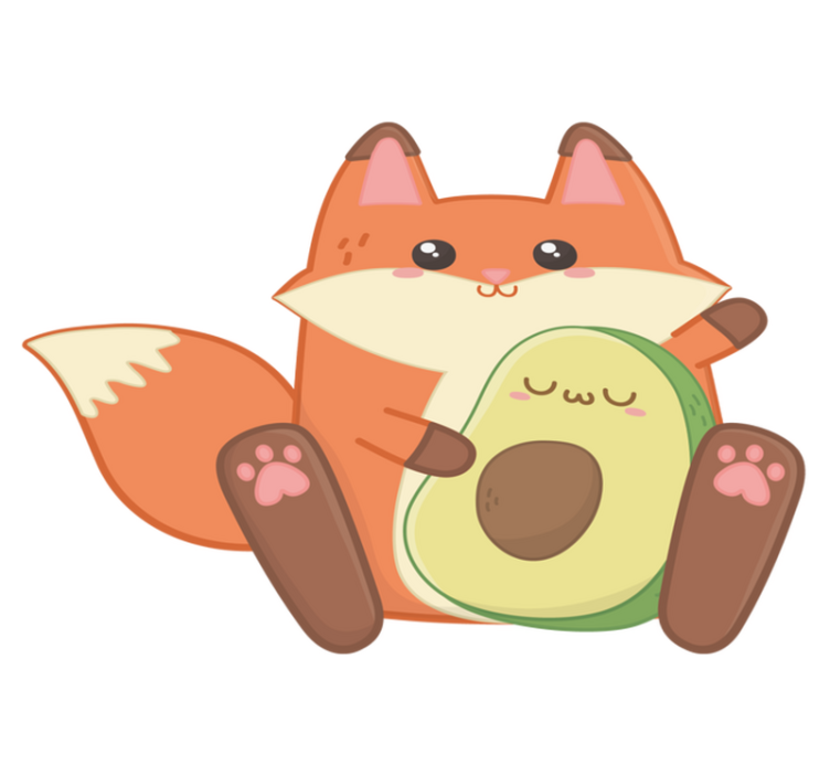 Vaikų vinilinė kilimėlė kawaii lapė su avokadu - „Tenstickers“