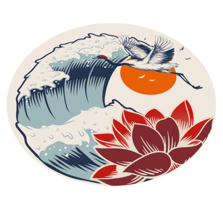 Kranas vandenyno saulėlydis gyvūnų vinilo kilimėlis - „Tenstickers“