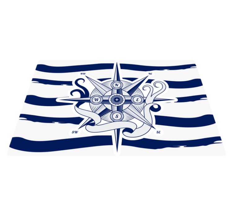 Jūrinis kompasas pasaulio žemėlapis vinilo kilimėlis - „Tenstickers“