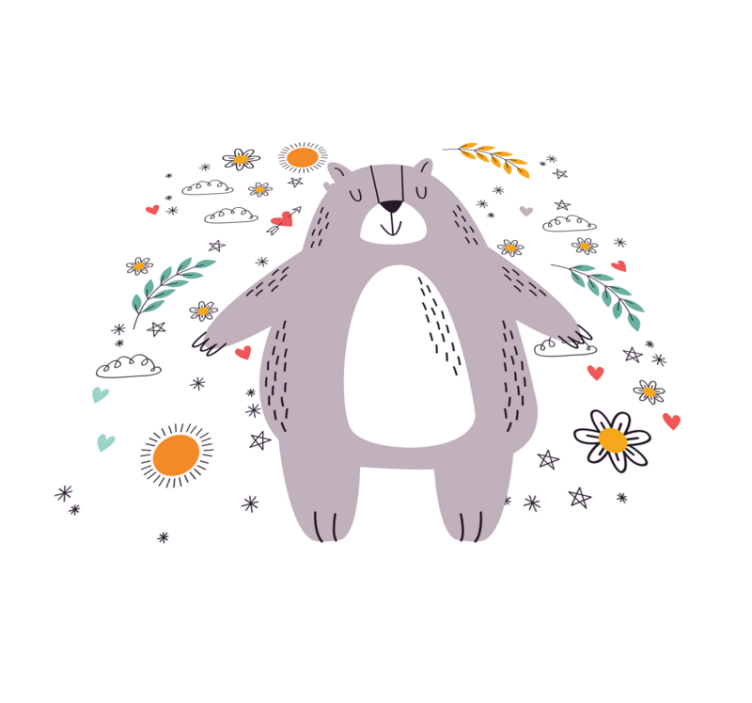 Mielas gėlių lokio gyvūnų kilimas - „Tenstickers“