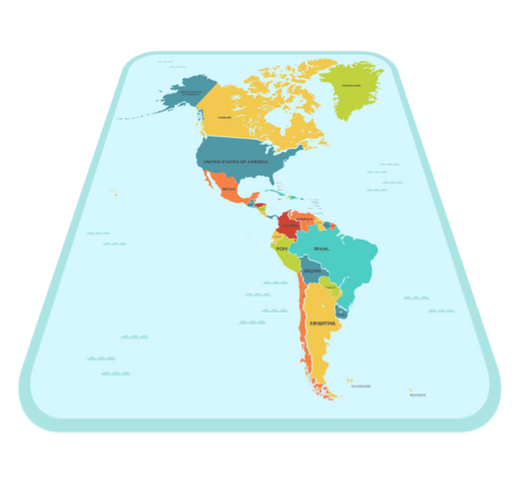 Amerika centre pasaulio žemėlapio kilimėlis - „Tenstickers“