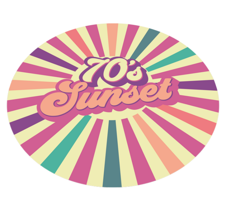 70-ųjų saulėlydžio nuotaikos vinilo kilimėlas su frazėmis - „Tenstickers“