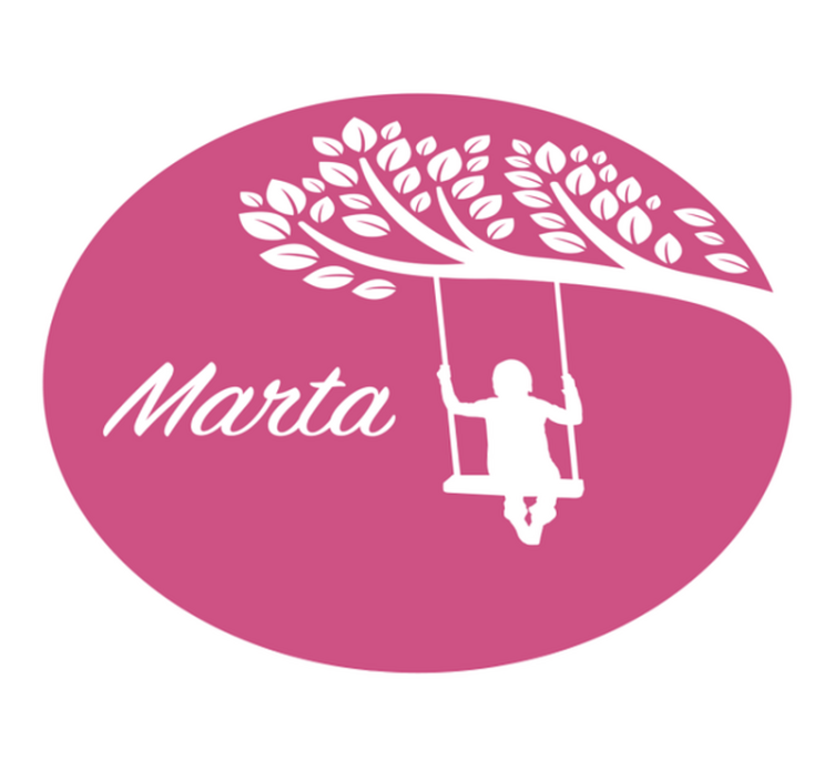 Mergaitė ant sūpynės rožinio fono vaikų vinilo kilimėlio - „Tenstickers“