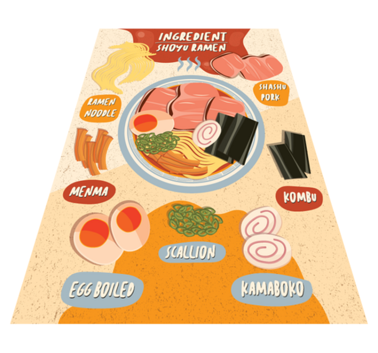 Ramen ingredientų ekranas kilimas virtuvei - „Tenstickers“