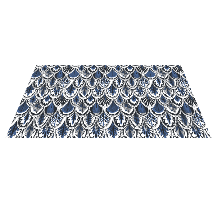 Mėlynos paukščių plunksnos su gyvūnais margintas vinilo kilimas - „Tenstickers“