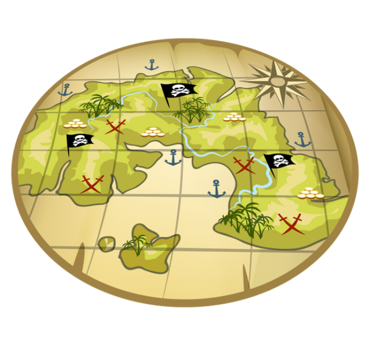 Piratų lobių žemėlapis vaikams vinilo kilimas - „Tenstickers“