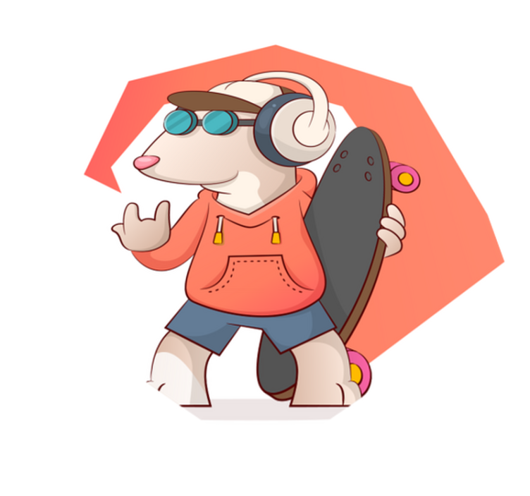 čiuožėjo pelės iliustracija vinilinis kilimėlis - „Tenstickers“