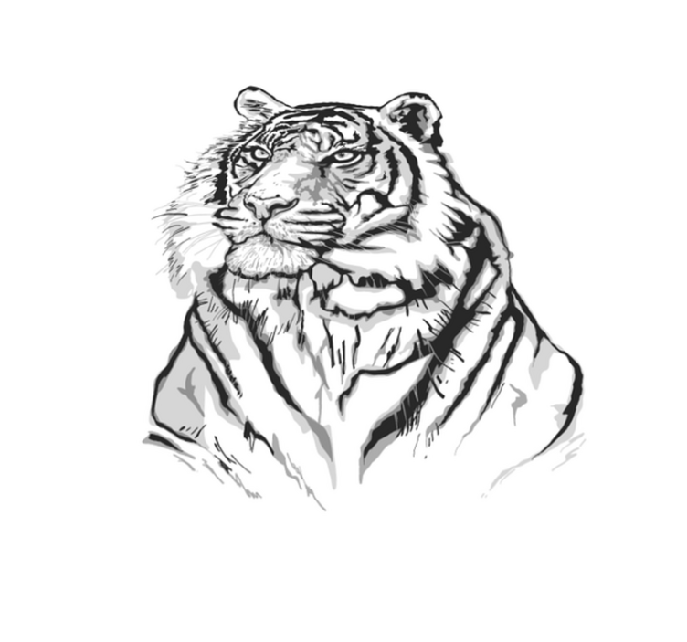 Baltas tigro veido gyvūninis vinilinis kilimas - „Tenstickers“