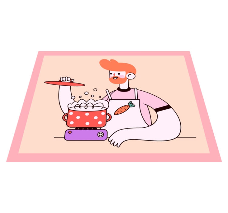 Raudonplaukis vyras gamina maistą kilimas virtuvei - „Tenstickers“