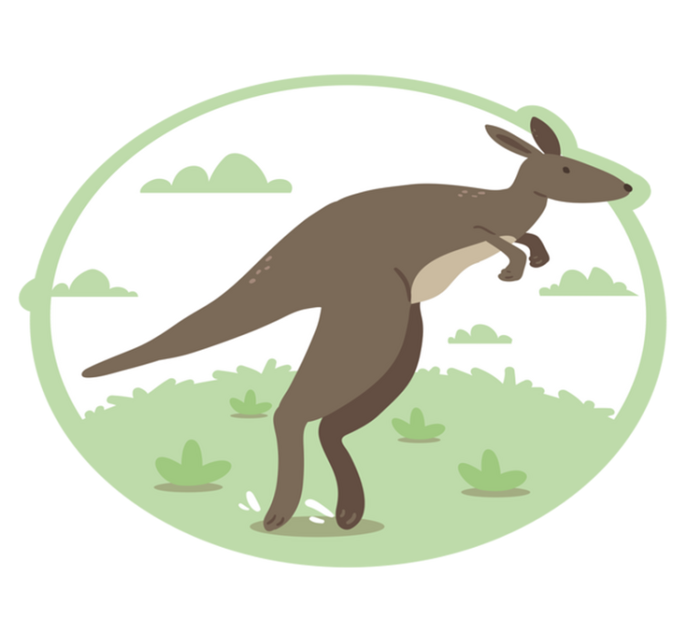 šokinėjantis kengūros animacinių gyvūnų kilimas - „Tenstickers“