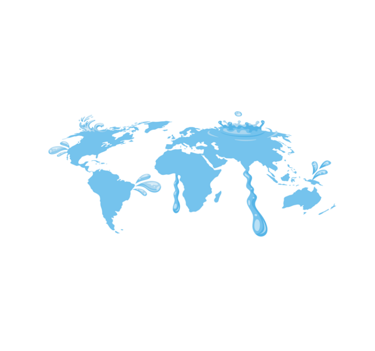 Mėlyno vandens dizainas pasaulio žemėlapis vinilo kilimėlis - „Tenstickers“