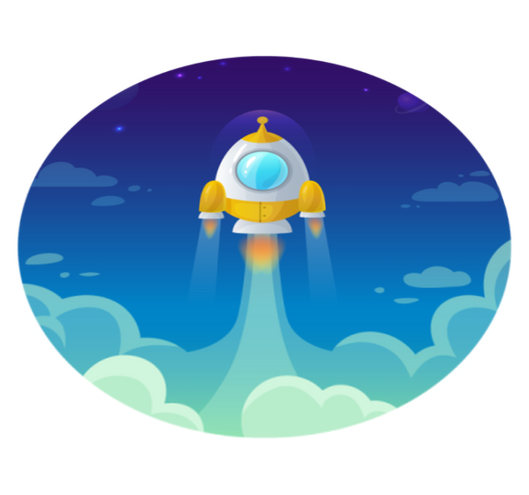 Animacinių filmų raketų kosminis žvaigždžių vinilinis kilimas - „Tenstickers“