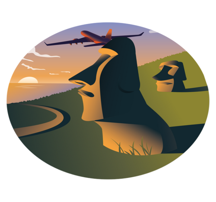 Velykų salos saulėlydis apskritimo formos vinilo kilimėlis - „Tenstickers“