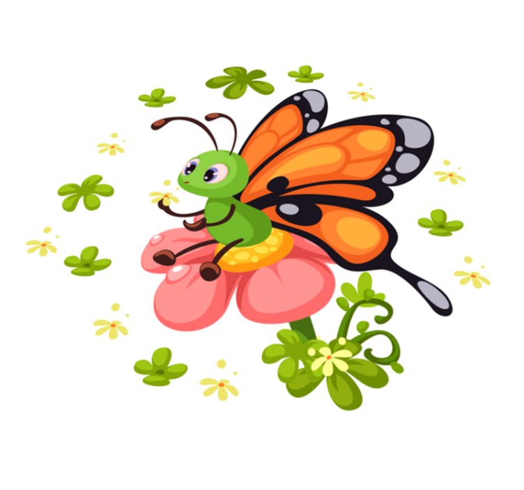 Drugelis sėdi ant gėlių gyvūnų stalo padekliukai - „Tenstickers“