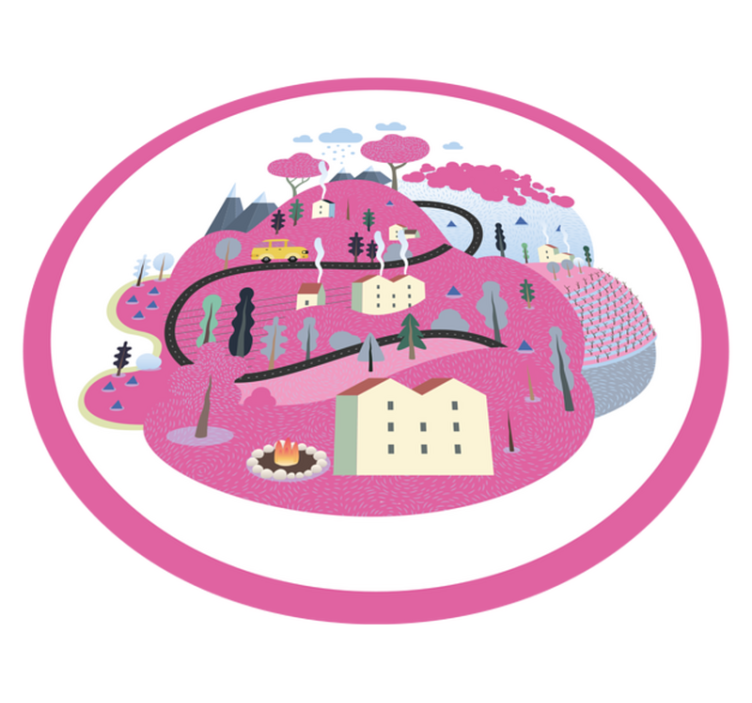 Spalvinga kaimo scena kelių kilimėliai - „Tenstickers“