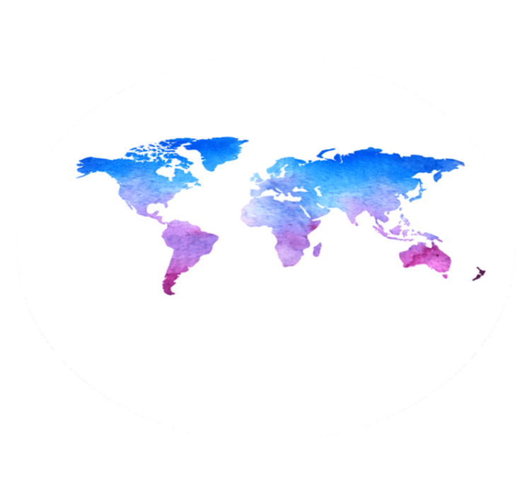 Pasaulio žemėlapis vinilo kilimėlis su apvalia akvarele - „Tenstickers“