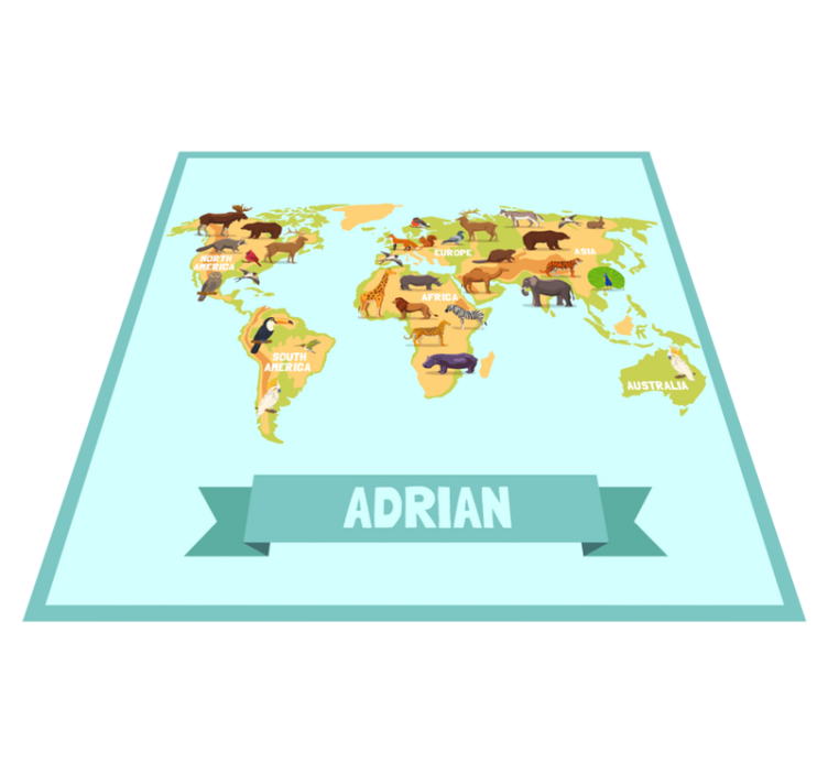 Spalvingi gyvūnai iš žemynų žemėlapio stalo padekliukai - „Tenstickers“