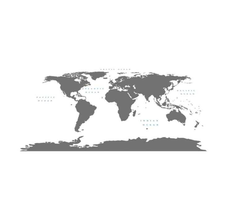 Stilizuotas pasaulio žemėlapis vinilinis kilimas svetainei - „Tenstickers“