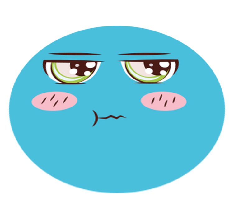 Apskritimo formos vinilo kilimėlis liūdnu pieštuku veidu - „Tenstickers“