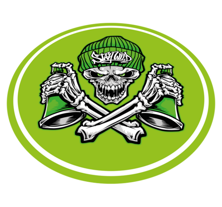 Kaukolė ir gėrimai apskritimo formos vinilo kilimėlis - „Tenstickers“