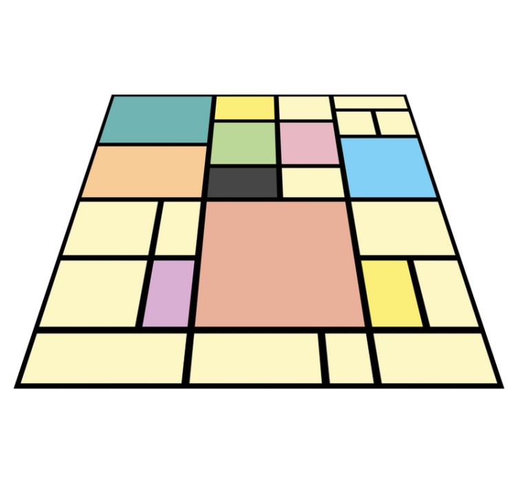 Kratinys pastelinių spalvų blokų kvadratinis vinilo kilimas - „Tenstickers“