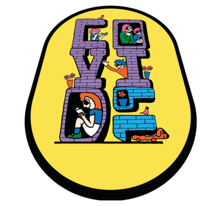 Covid personažai lieka namuose vinilinis kilimėlis - „Tenstickers“