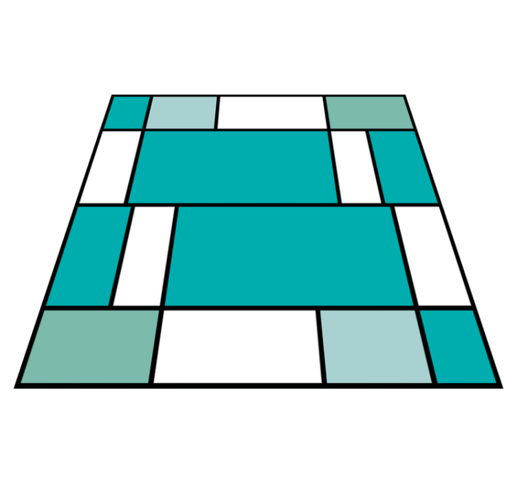 Mėlynos mondrian plytelės geometriniai kilimas - „Tenstickers“