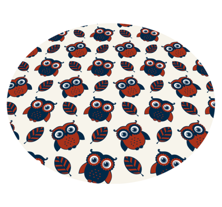 Mėlynos ir raudonos pelėdos modelio apskrito stalo padekliukai - „Tenstickers“