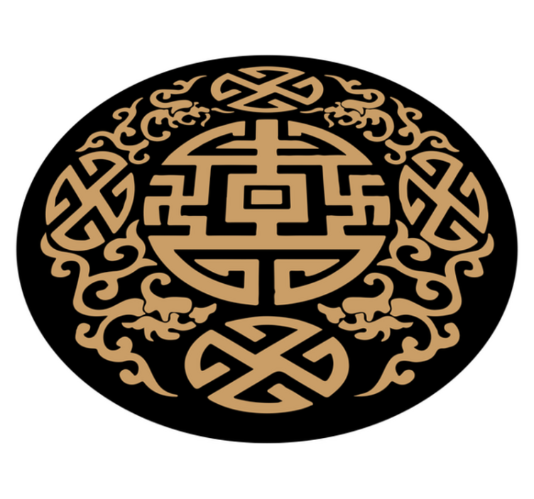 Kultūros simbolio motyvas apskritimo formos vinilo kilimėlis - „Tenstickers“