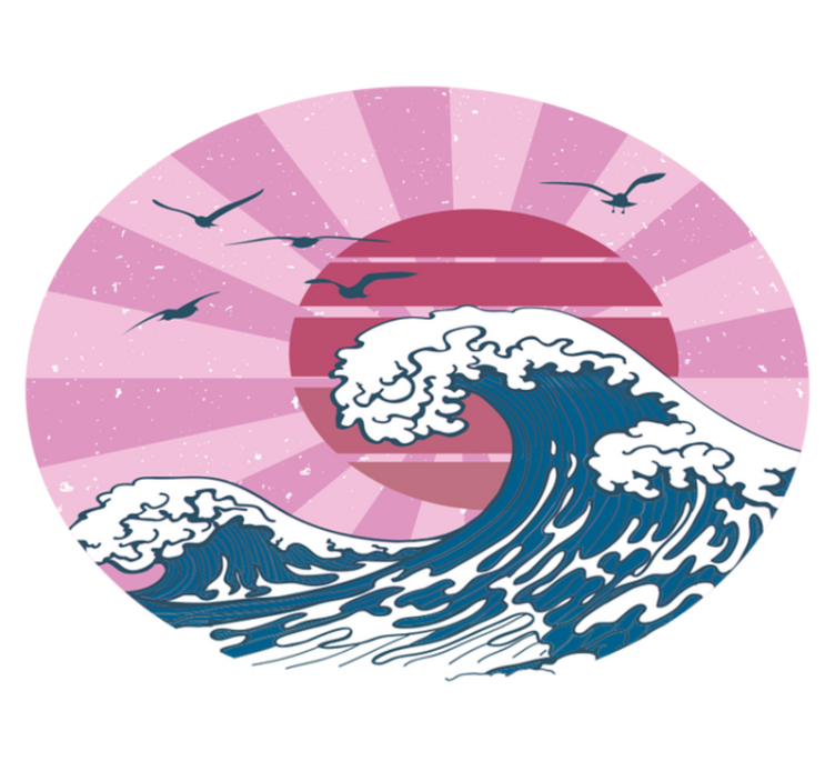 Kanagavos rožinė banga geometriniai kilimas - „Tenstickers“