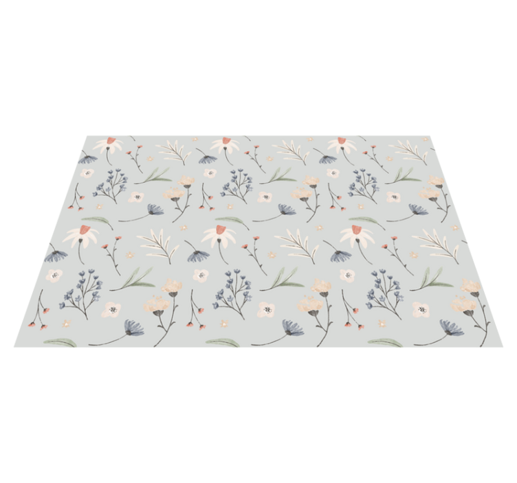 Gėlių rašto kilimėlis su lapų iliustracija - „Tenstickers“