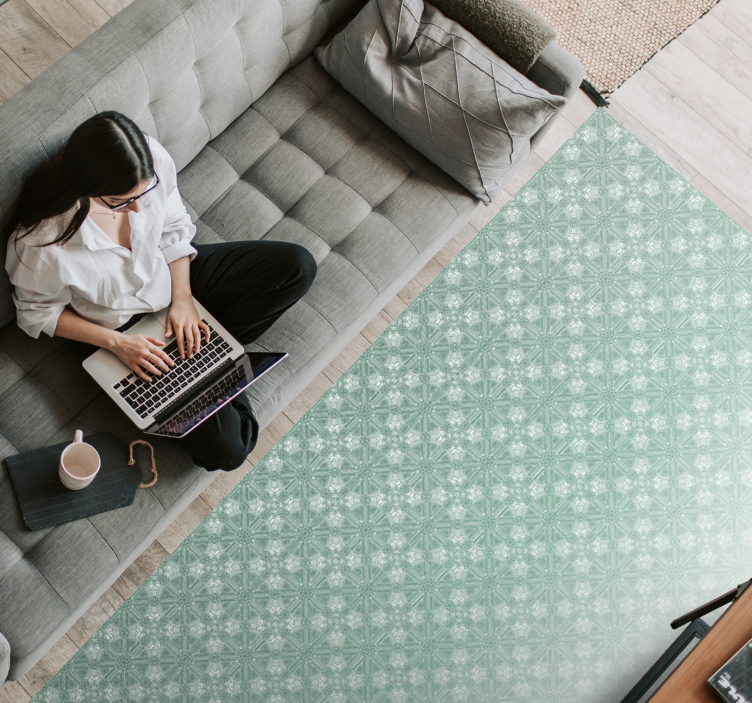 Mėtų žalios spalvos raštai vinilo kilimėlis miegamajam - „Tenstickers“