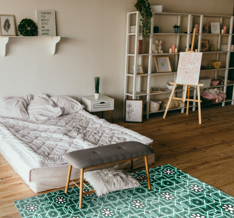 Ilgas virtuvinis vinilinis kilimas su raštų plytelių kilimu - „Tenstickers“