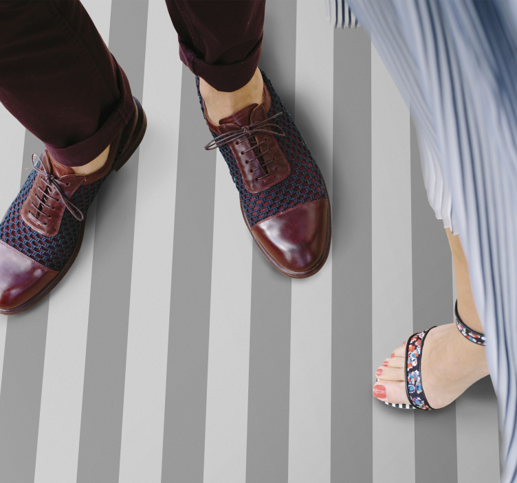 Pilkos elegancijos žaidimas dryžuotas vinilo kilimas - „Tenstickers“