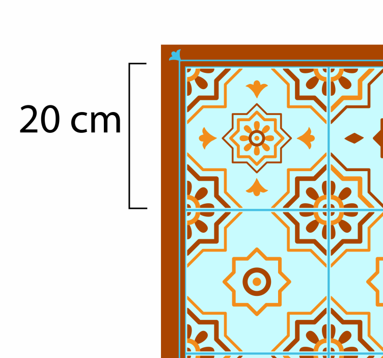 Oranžinės ir mėlynos mozaikos plytelių vinilo kilimas - „Tenstickers“