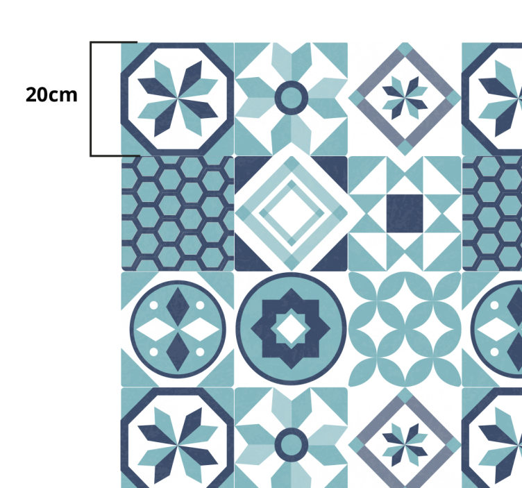 Tamsiai mėlynos spalvos ornamentų plytelių kilimas - „Tenstickers“