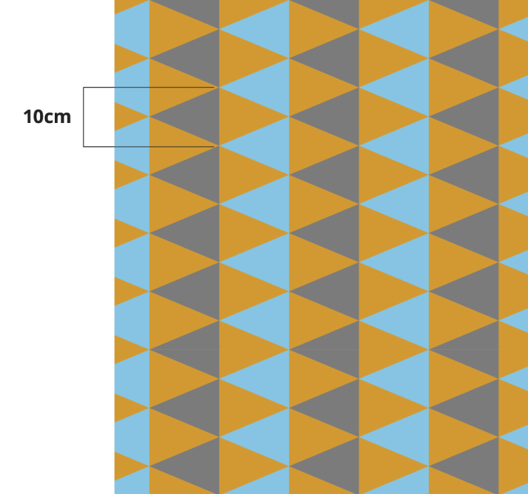 Oranžiniai, mėlyni ir pilki trikampiai geometriniai pledai - „Tenstickers“