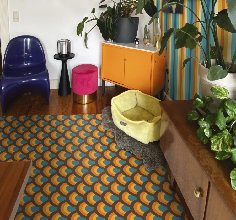 70-ųjų vaivorykštės bangų senovinis vinilinis kilimas - „Tenstickers“