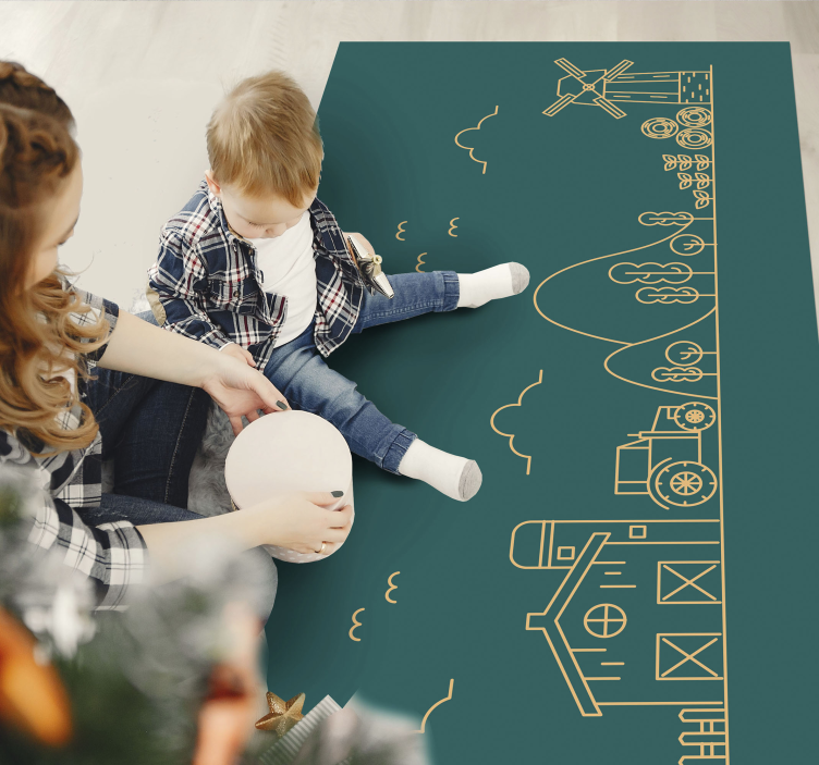 Animacinių filmų traktorius ir ūkio objektai gyvūnų kilimas - „Tenstickers“