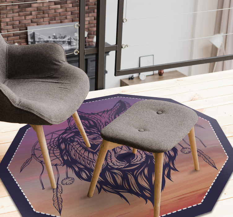 Aštuonkampio vilko iliustracija gyvūnų vinilo kilimėlis - „Tenstickers“