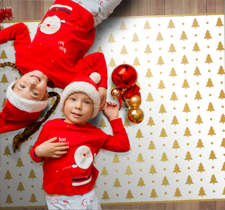 Auksinės kalėdinės pušys kalėdinis vinilo kilimas - „Tenstickers“