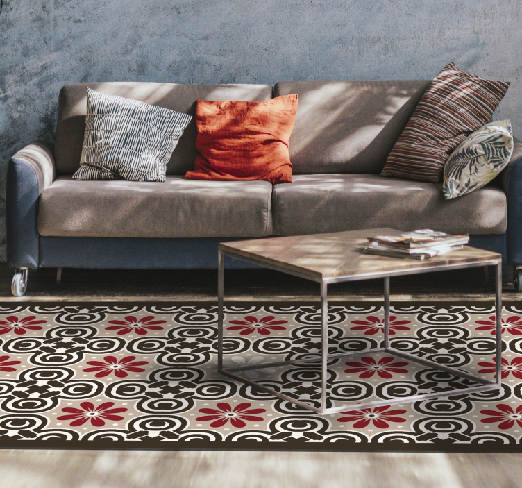 Balta su smėlio ir raudonos spalvos klasikiniu plytelių kilimu - „Tenstickers“