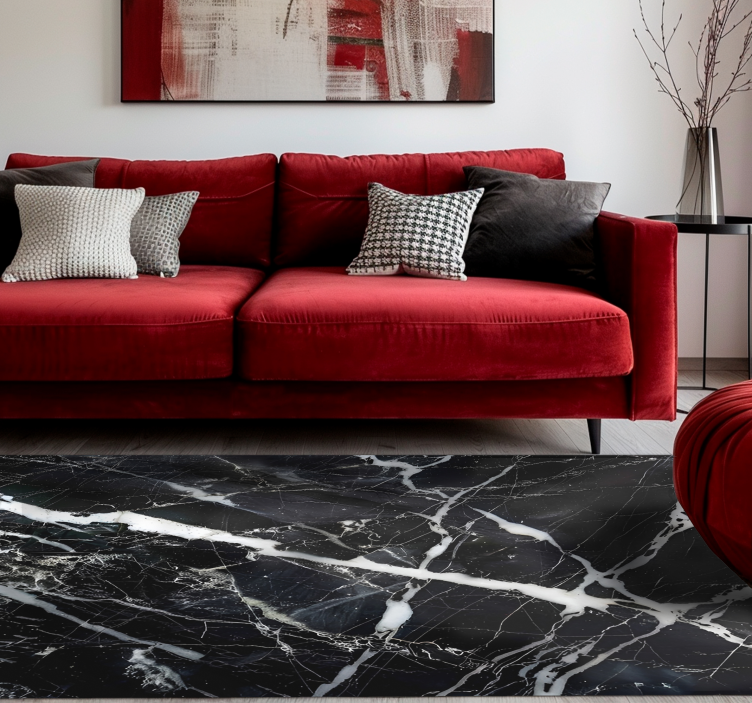 Balti marmuro atspalviai juodos dizaino vinilo kilimėlias - „Tenstickers“