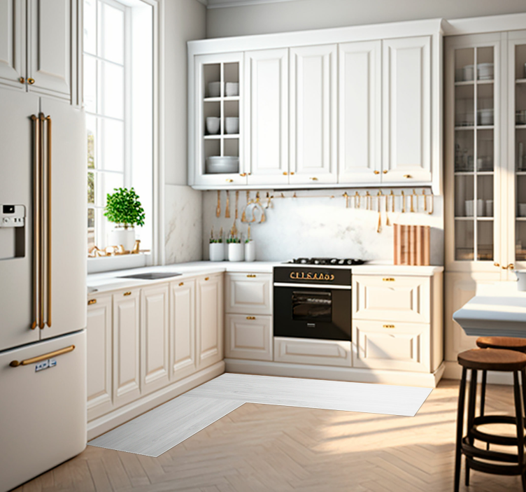 Baltos medienos virtuvinis vinilinis kilimas - „Tenstickers“