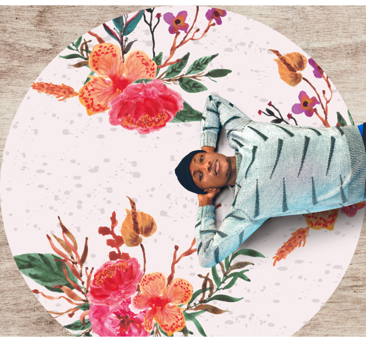 Bijūnai ir orchidėjos gėlių rašto kilimėlis - „Tenstickers“