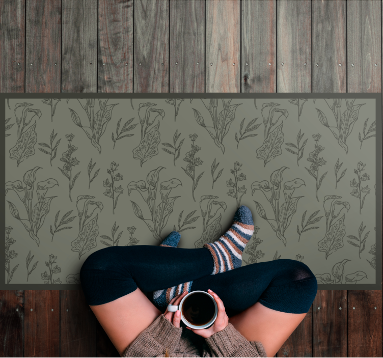 Botaninės iliustracijos gėlių rašto kilimėlis - „Tenstickers“