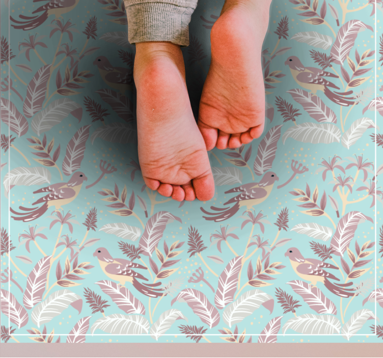 Botaninis paukščių motyvas gėlių rašto kilimėlis - „Tenstickers“