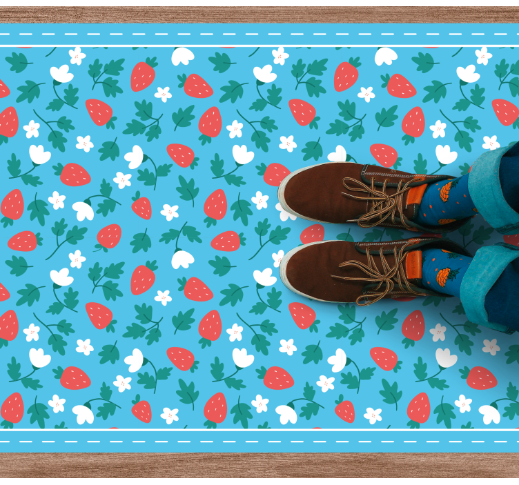 Braškių gėlių motyvas kilimas virtuvei - „Tenstickers“