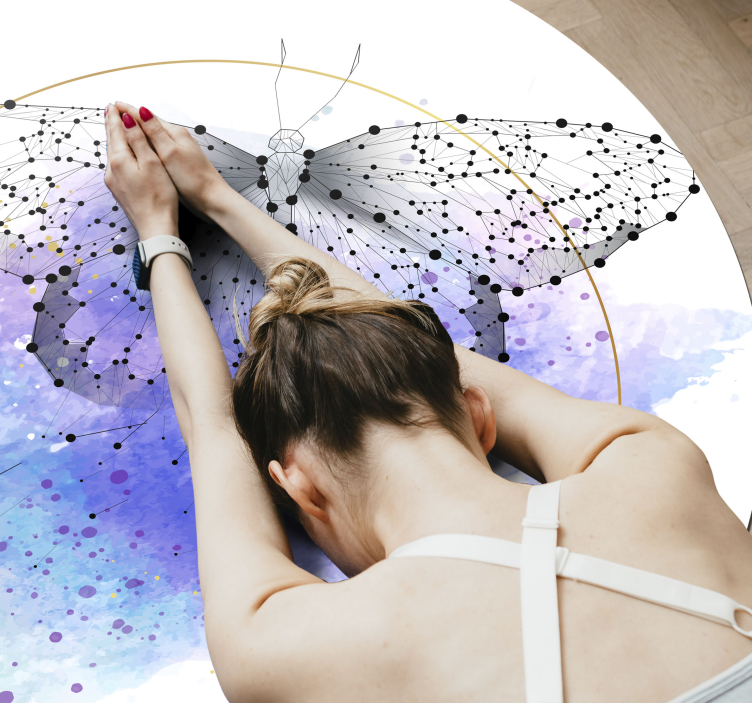 Drugelio akvarelė gėlių rašto kilimėlis - „Tenstickers“