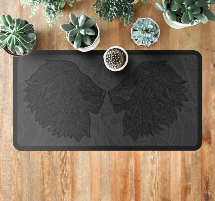 Du liūtai mūšio miegamojo vinilinis kilimas - „Tenstickers“